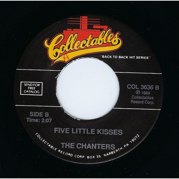 The Chanters Vinyl 45 Angel Darling / Five Little Kisses on Collectables RE M- - Picture 2 of 2